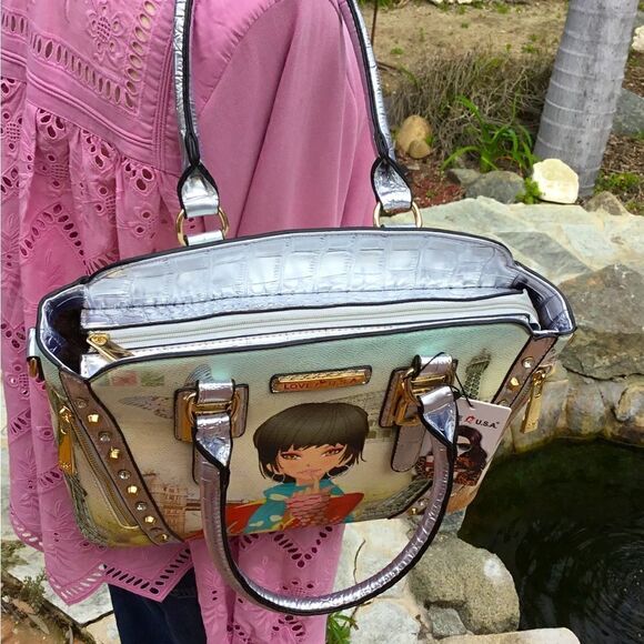 LOVEĀ USAāHANDBAGāSILVER/GOLDāSHOULDERāBAGāTOTE - Picture 4 of 16